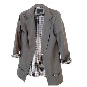 Rails Grey One Button Oversized Boyfriend Blazer